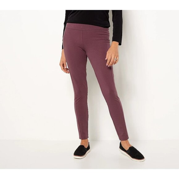 Susan Graver Deep Plum Regular Weekend Premium Stretch Leggings Size S - Picture 1 of 6